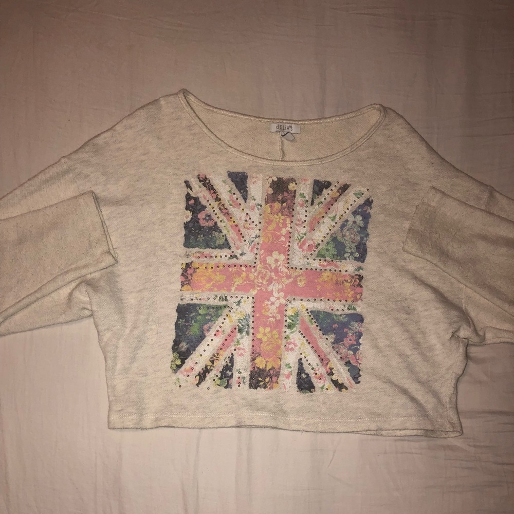 Cropped Delia’s Floral Sweater